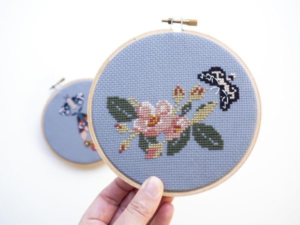 Junebug and Darlin Cross Stitch Kit - Wild Rose and Moth