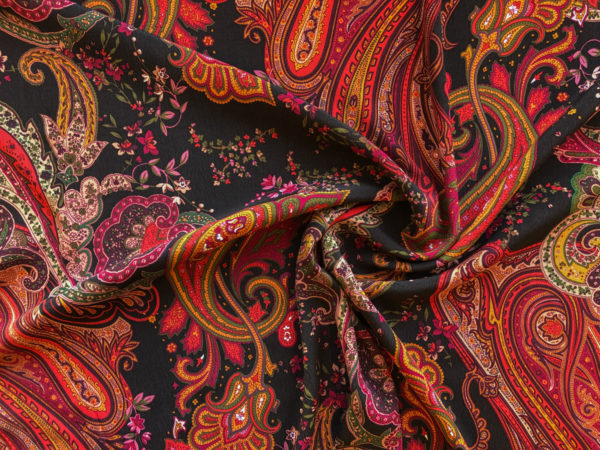 Designer Viscose Crepe - Autumn Paisley Floral