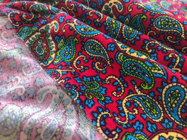 Deadstock Pinwale Corduroy - Groovy Paisley - Black/Pink