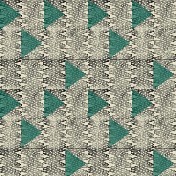 Quilting Cotton - Indian Summer - Zig Zag - Green/Black