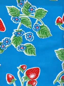 Light Blue Strawberry Oilcloth Fabric – Oilcloth Alley