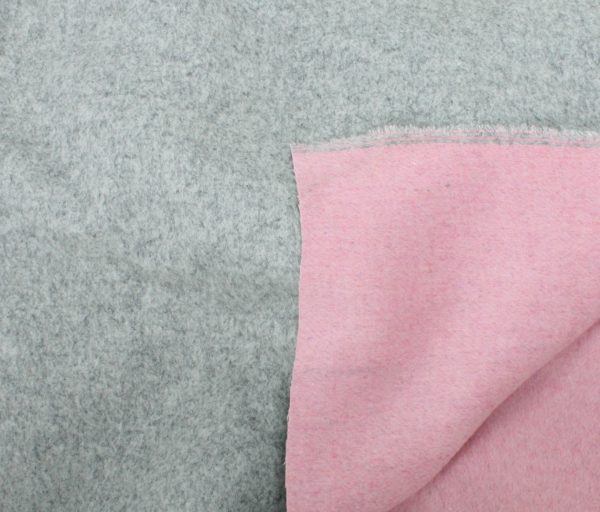 Double Faced Wool/Poly/Viscose Blend - Light Grey/Pink