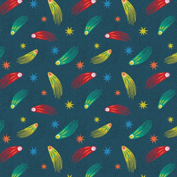 Quilting Cotton - Super Dinos - Stars - Navy