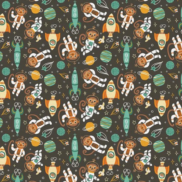 Quilting Cotton - Space Monkey - Main - Brown