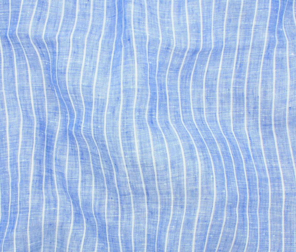 Tuscany Pinstripe Chambray Linen - Royal - Stonemountain & Daughter Fabrics