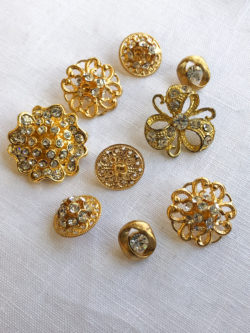 Assorted Rhinestone Buttons - Gold