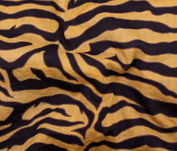 Tiger Stripe Cotton/Rayon Voile - Mustard/Black
