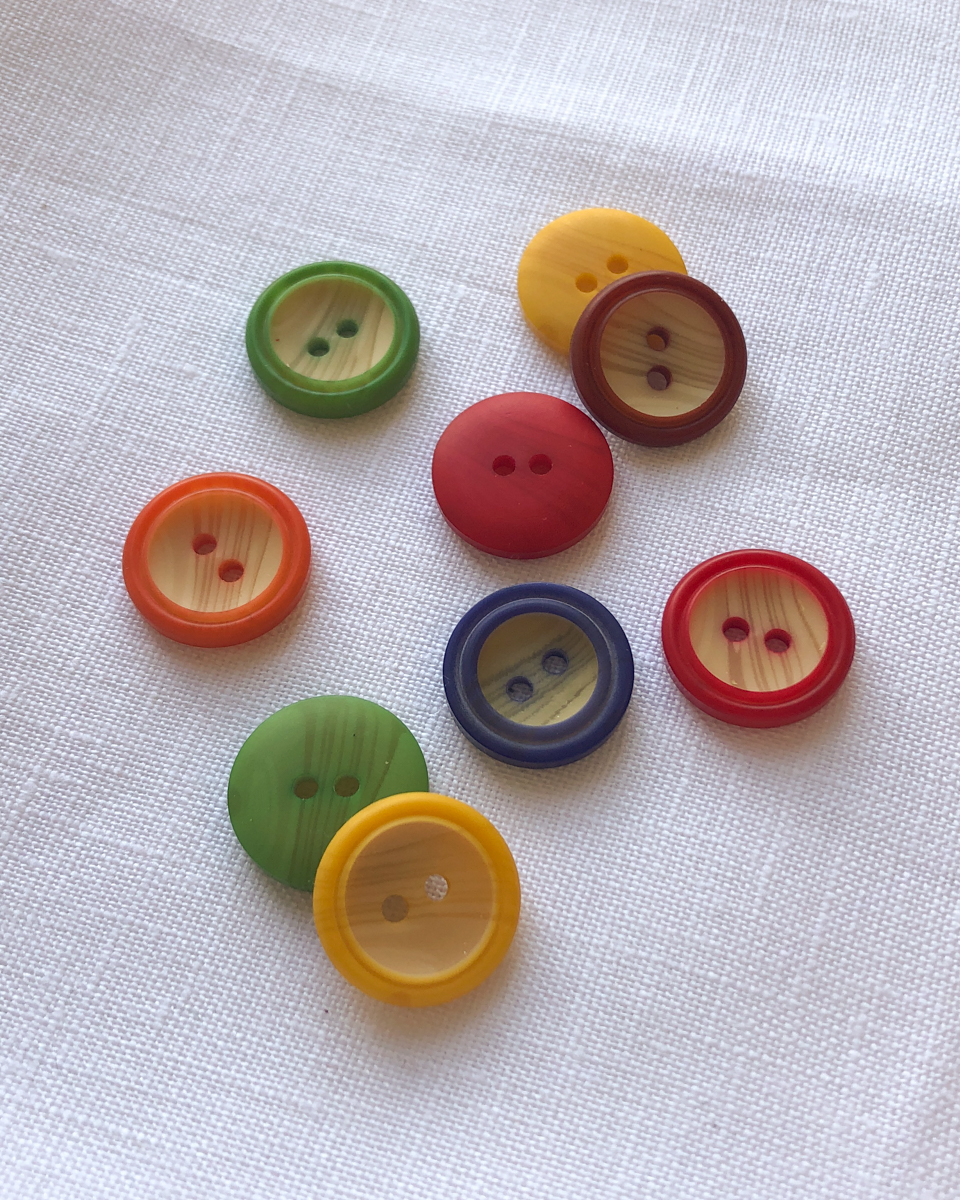 Colorful Faux Wood Buttons - Stonemountain & Daughter Fabrics