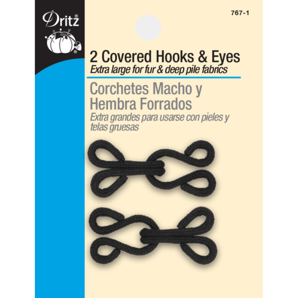 Dritz Covered Hooks & Eyes - Black - 2ct