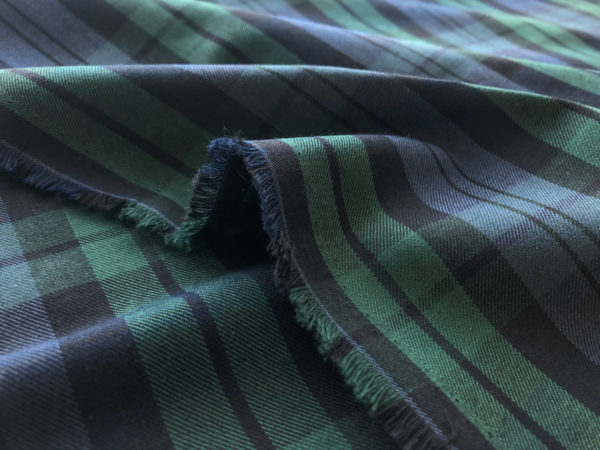 Viyella Cotton/Wool Yarn Dyed Twill - Green/Navy Plaid - Stonemountain ...