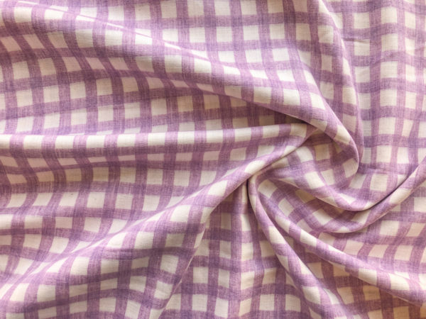 Japanese Cotton Double Gauze - Printed Plaid - Lavender