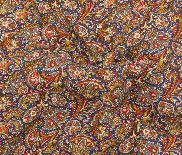 Viscose Crepe - Paisley - Red/Blue