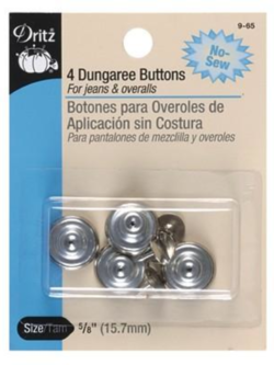 Dritz Dungaree Buttons - 5/8" - Nickel