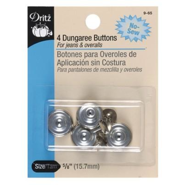 Dritz Dungaree Buttons - 5/8" - Nickel