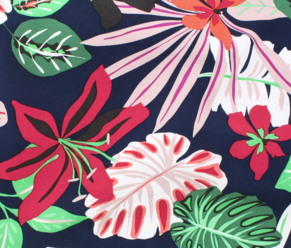 Rayon Poplin - Jungle Plants - Navy