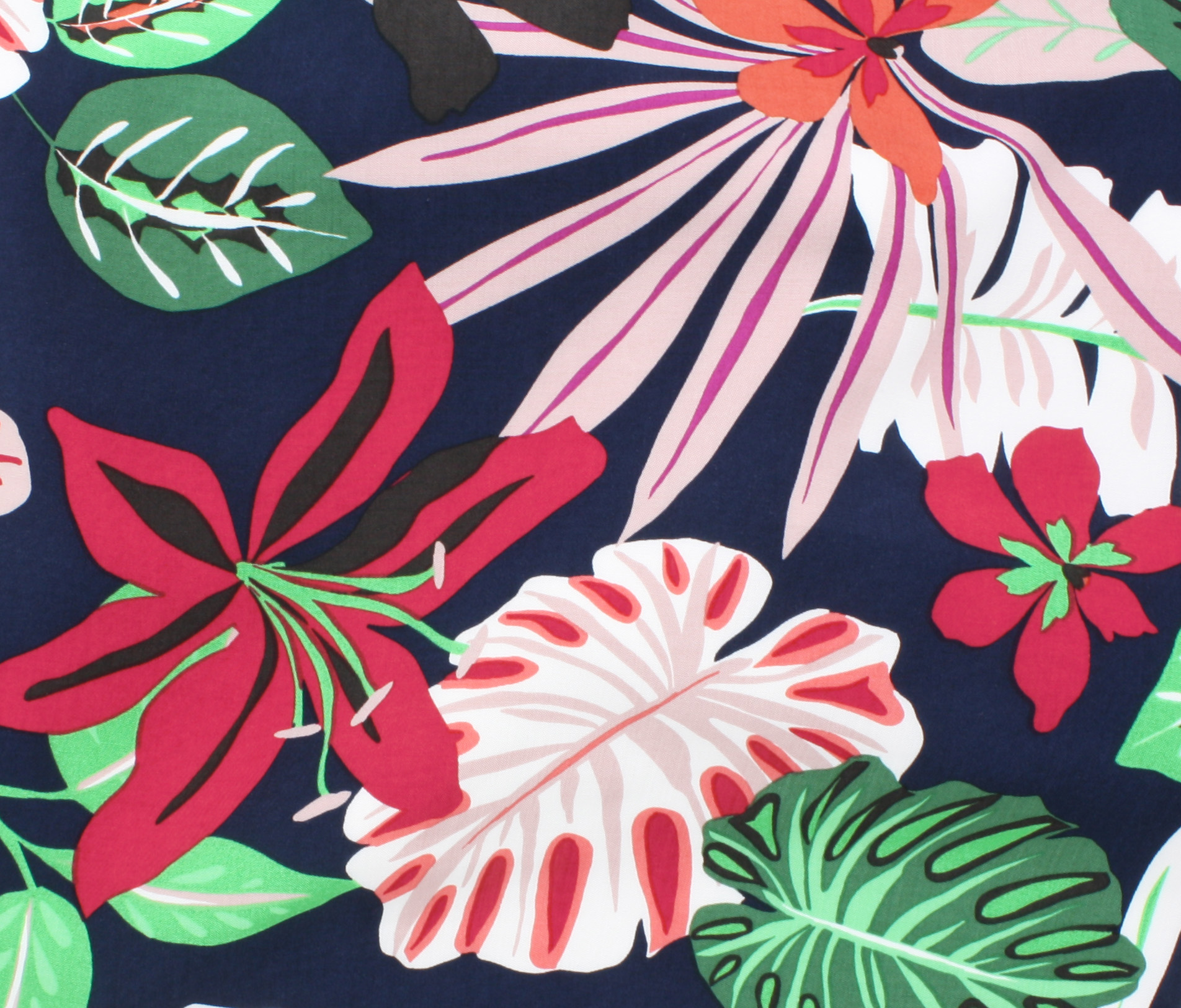 Rayon Poplin - Jungle Plants - Navy - Stonemountain & Daughter Fabrics