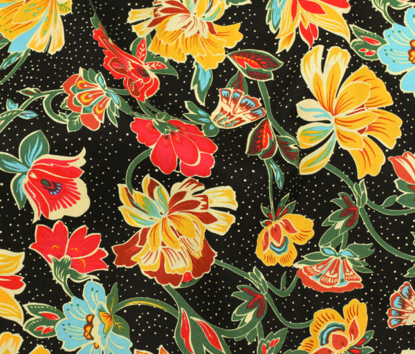 Cotton Poplin - Thriving Floral - Black