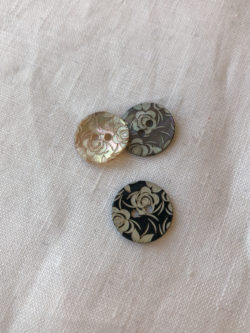 Vintage Glass Buttons - Black Faceted Circle