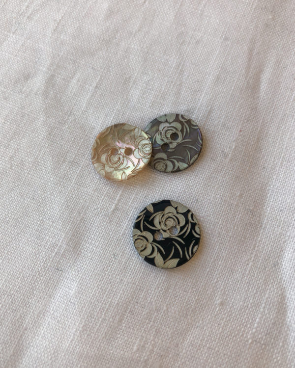 Vintage Glass Buttons - Black Faceted Circle