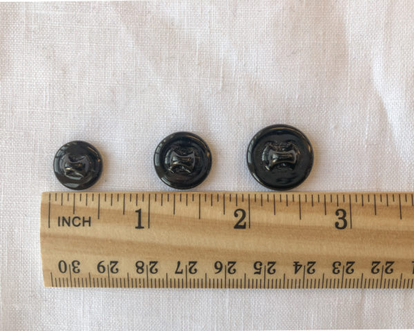 Vintage Glass Buttons - Black Faceted Circle