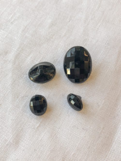 Vintage Glass Buttons - Black Faceted Circle