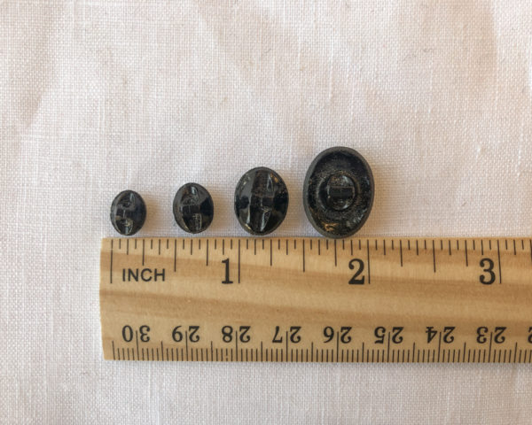 Vintage Glass Buttons - Black Faceted Circle