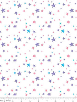 Quilting Cotton - Uni the Unicorn - Stars - White