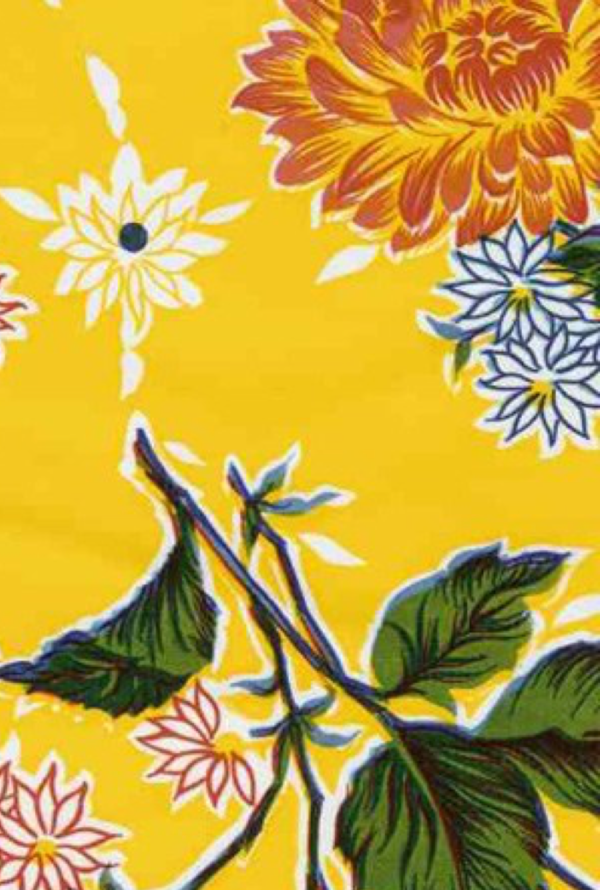 Oilcloth - Poly/Cotton Vinyl - Mums - Yellow