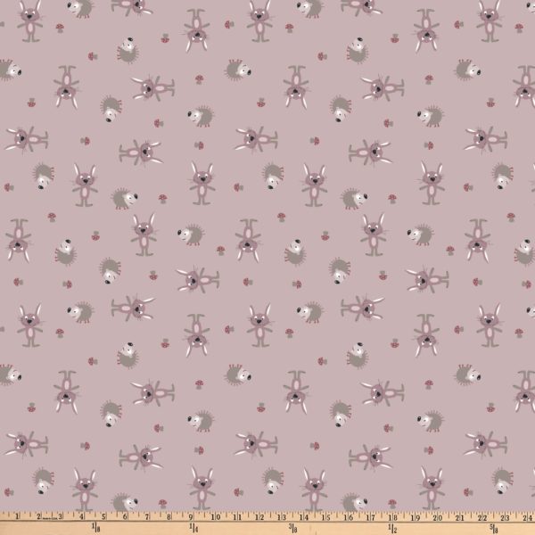 Avalana Cotton/Spandex Jersey - Rabbits and Hedgehogs - Light Rose *IMPERFECT*