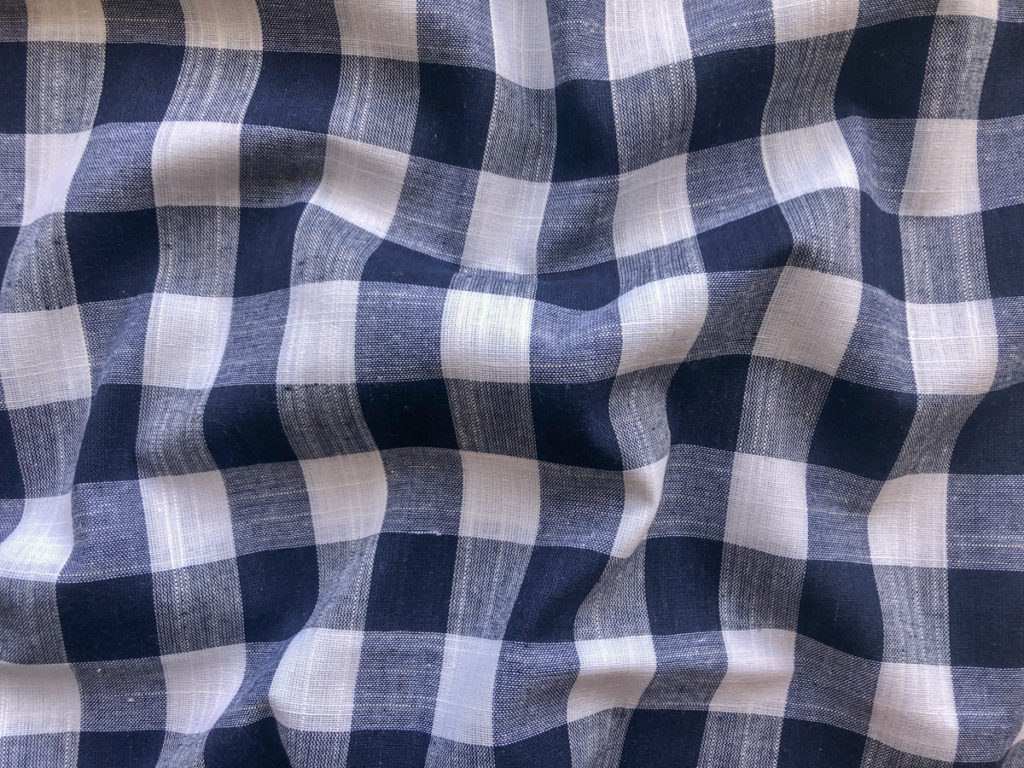 Cottonlinen Gingham Big Check Navy Stonemountain And Daughter Fabrics