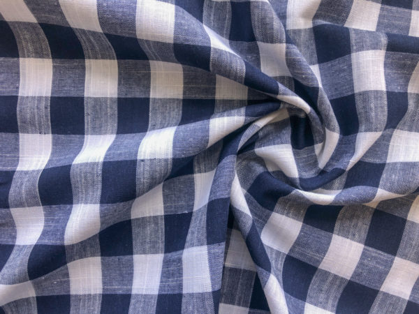 Cotton/Linen Gingham - Big Check - Navy