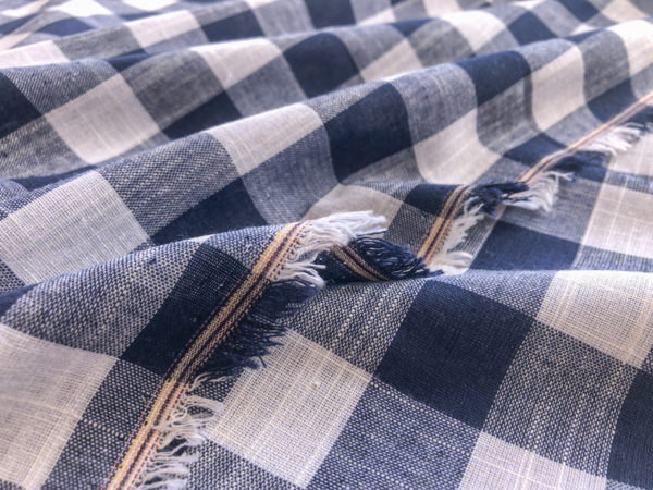 Cotton/Linen Gingham - Big Check - Navy