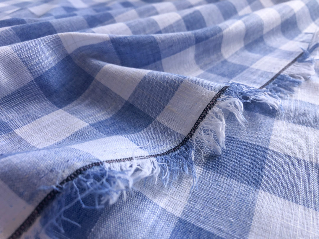 Cotton/Linen Gingham Big Check Sky Blue Stonemountain & Daughter Fabrics