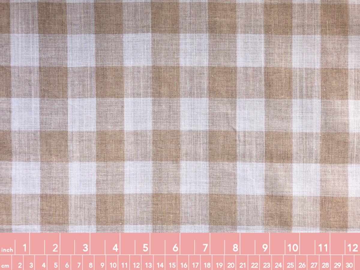 Cotton/Linen Gingham Big Check Taupe Stonemountain & Daughter Fabrics