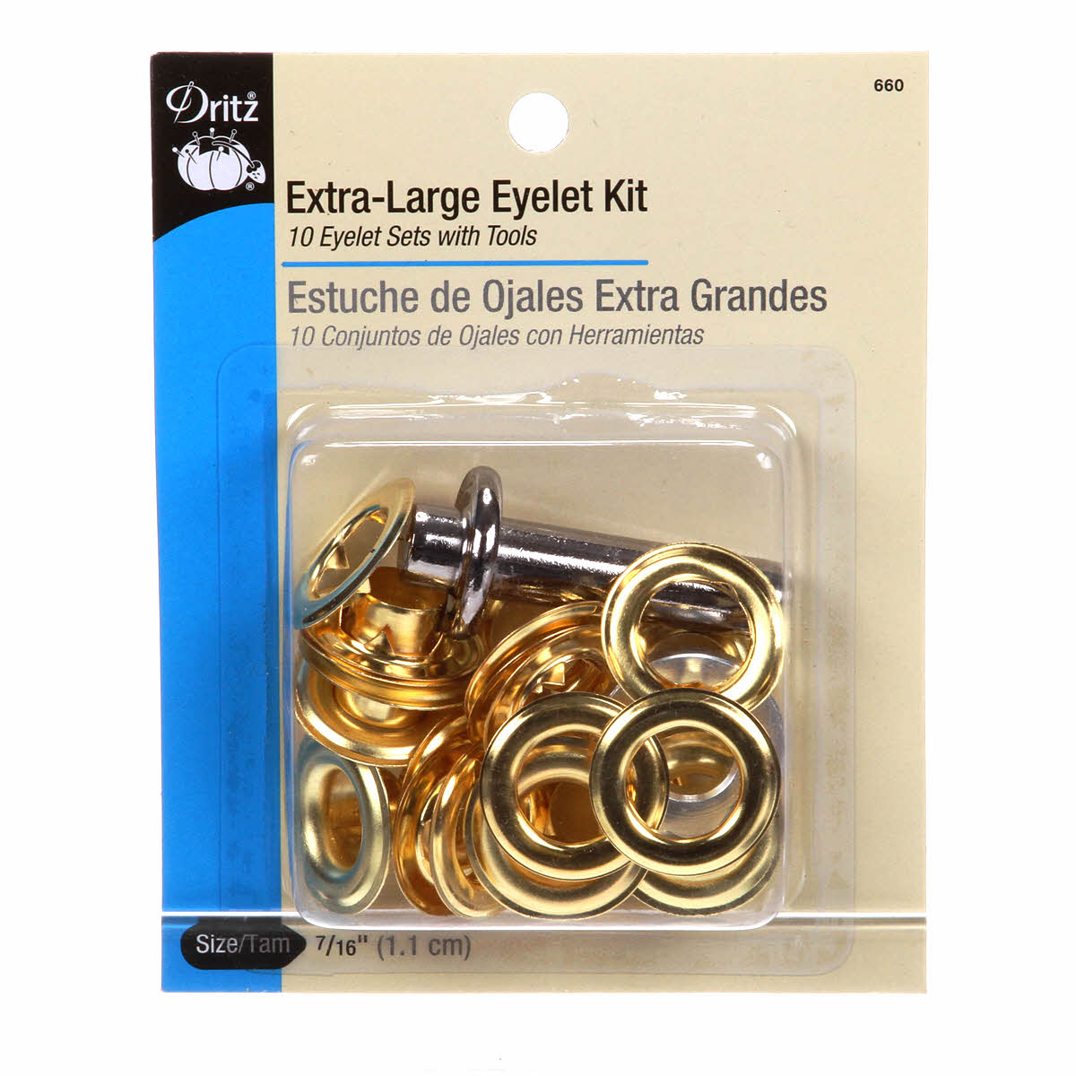 Dritz Extra Large Eyelet Kit Gold 7/16 - Stonemountain & Daughter Fabrics