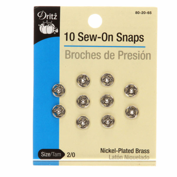 Dritz Sew-on Snaps - Nickel 10pc sizes 2/0