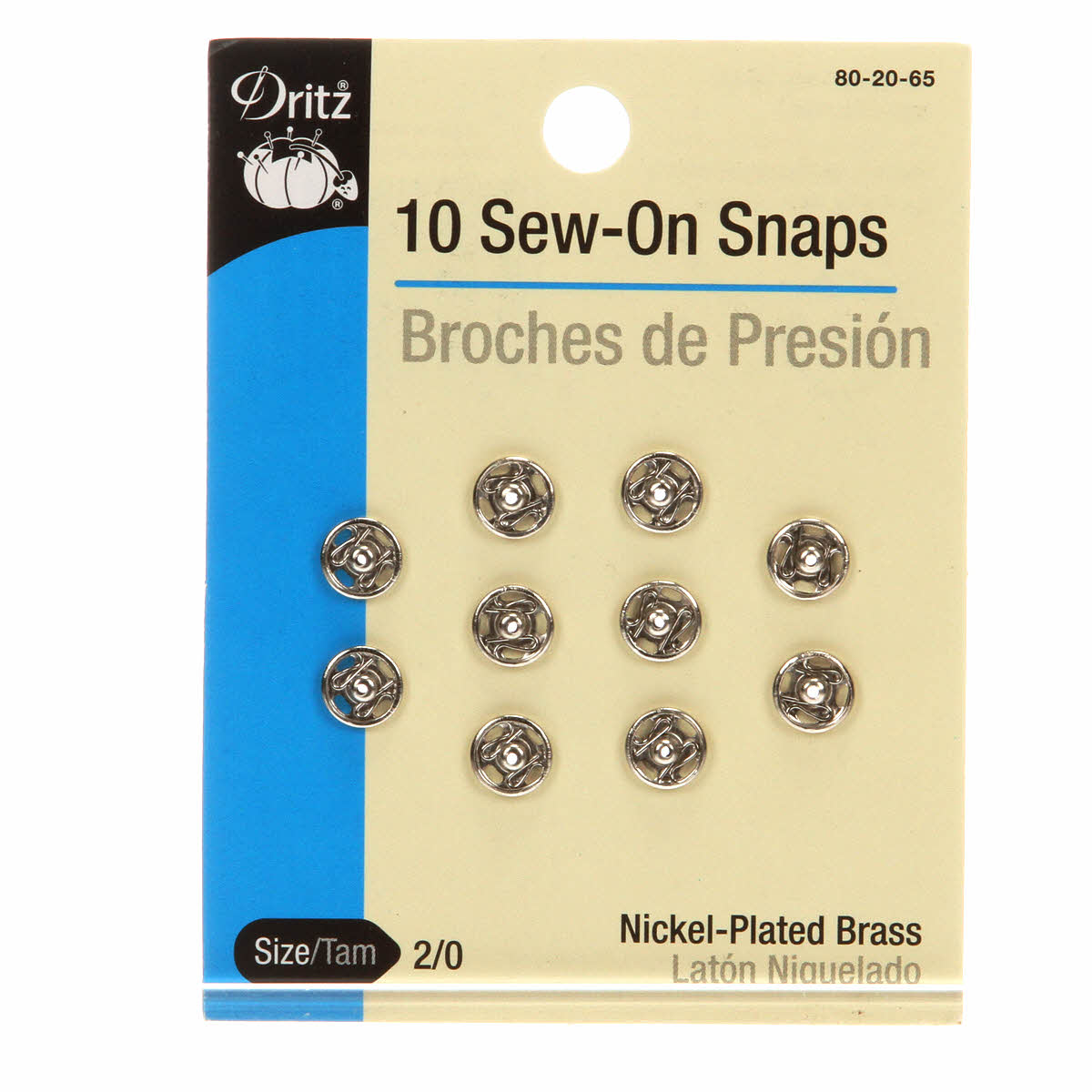 Dritz Sew-on Snaps - Nickel 10pc sizes 2/0 - Stonemountain