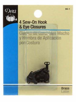 Flat Hook & Eye Closures - 4 Pack - Black