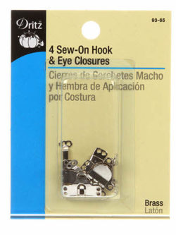 Flat Hook & Eye Closures - 4 Pack - Black