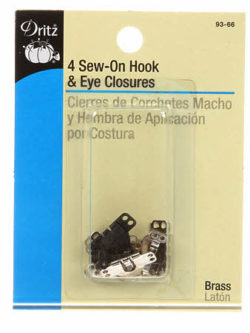 Flat Hook & Eye Closures - 4 Pack - Black