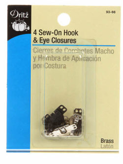 Dritz Sew-On Wide Hook and Eye Closures - Nickel 4ct