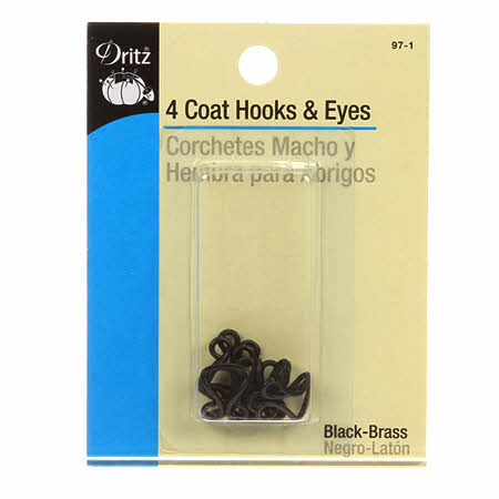 Dritz Coat Hooks & Eyes 4/Pkg-Black, 97-1