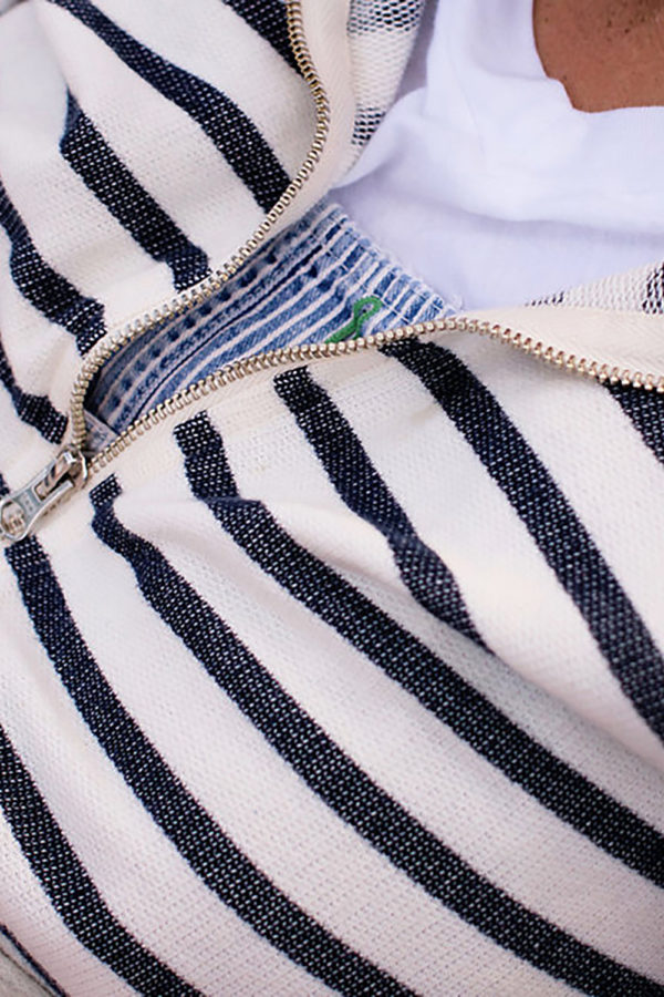 Deadstock Organic Cotton French Terry - Ecru/Denim Stripe