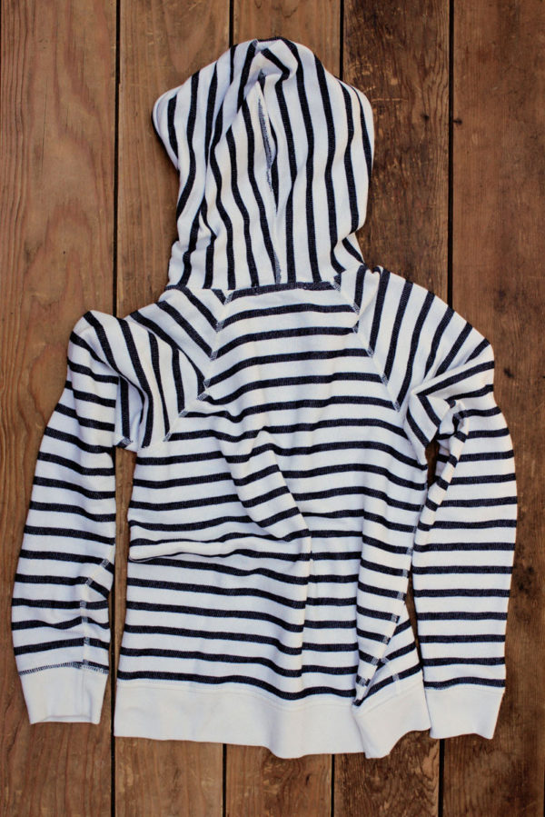 Deadstock Organic Cotton French Terry - Ecru/Denim Stripe