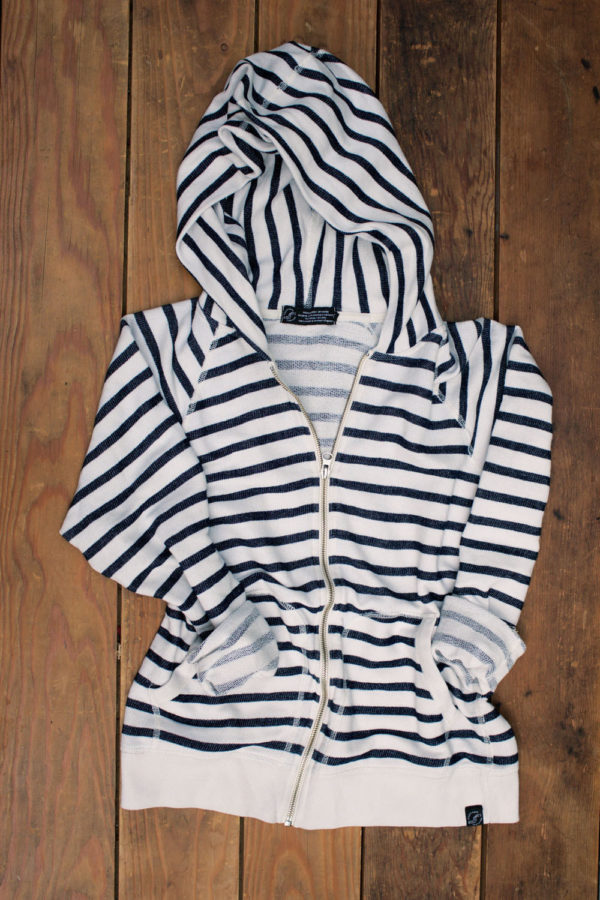 Deadstock Organic Cotton French Terry - Ecru/Denim Stripe