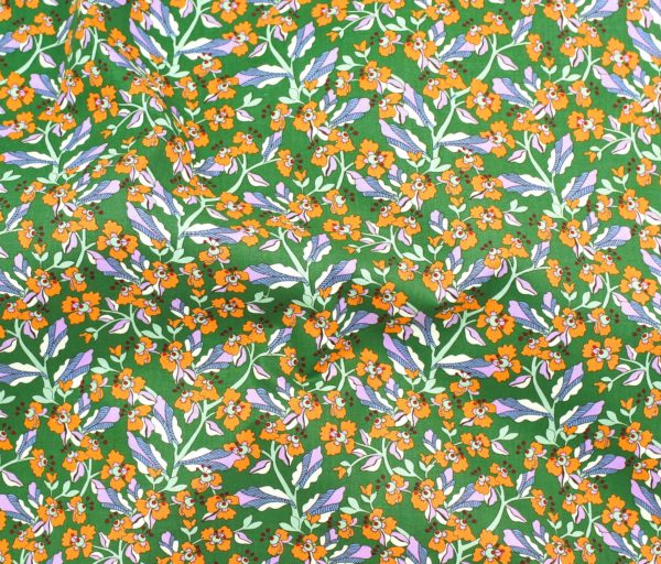 Cotton Poplin - Psychedelic Floral - Green