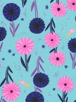 Quilting Cotton - Escargot For It! - Snail Flowers - Pond