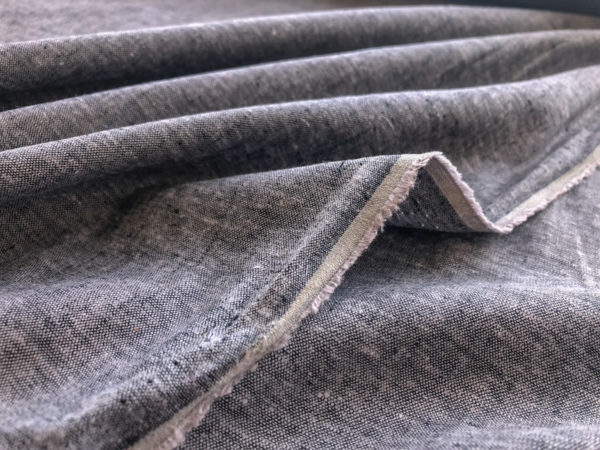 Hemp/Organic Cotton Stretch Chambray - Black