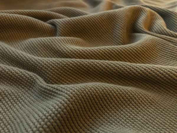 Organic Cotton Waffle Knit - Olive Drab