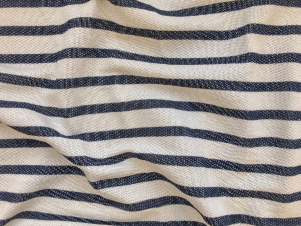 Deadstock Organic Cotton French Terry - Ecru/Denim Stripe